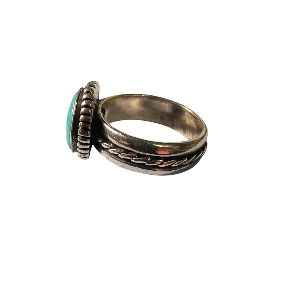 Carolyn Pollack Vintage Turquoise And Sterling Silver Southwest Design Ring